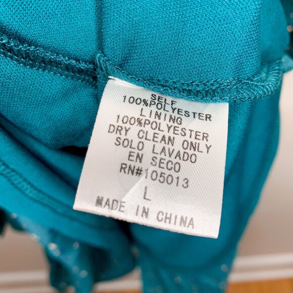 Andree by Unit long sleeve tiered dress teal green printed size large - Picture 12 of 12